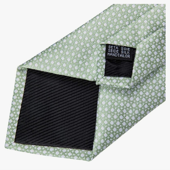 (2) M&L Sage patterned Waistcoat Vest, Tie, Handkerchief, pin & Cufflinks Set - Picture 6 of 11